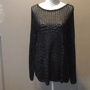 XL Knit Silver and black sweater NWT